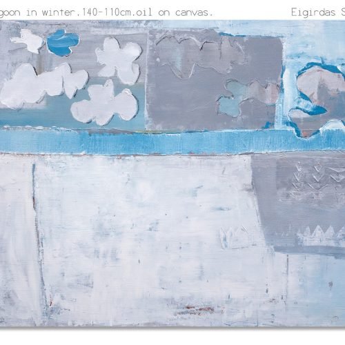 Blue lagoon in winter