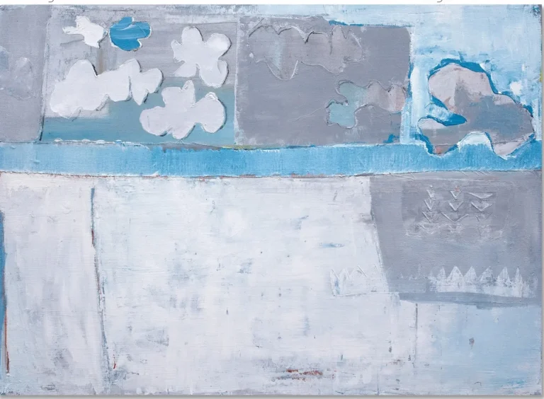 BLUE LAGOON IN WINTER – abstraktus paveikslas, 140×100 cm, aliejus ant drobės, menininkas Eigirdas Scinskas