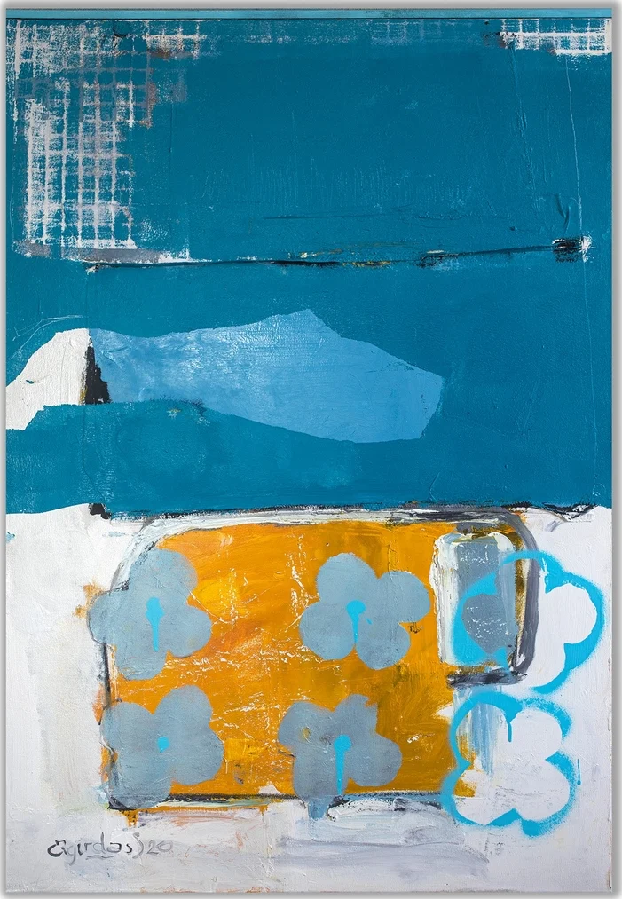 BY THE LAKE – abstraktus paveikslas, 70×100 cm, aliejus ant drobės, menininkas Eigirdas Scinskas