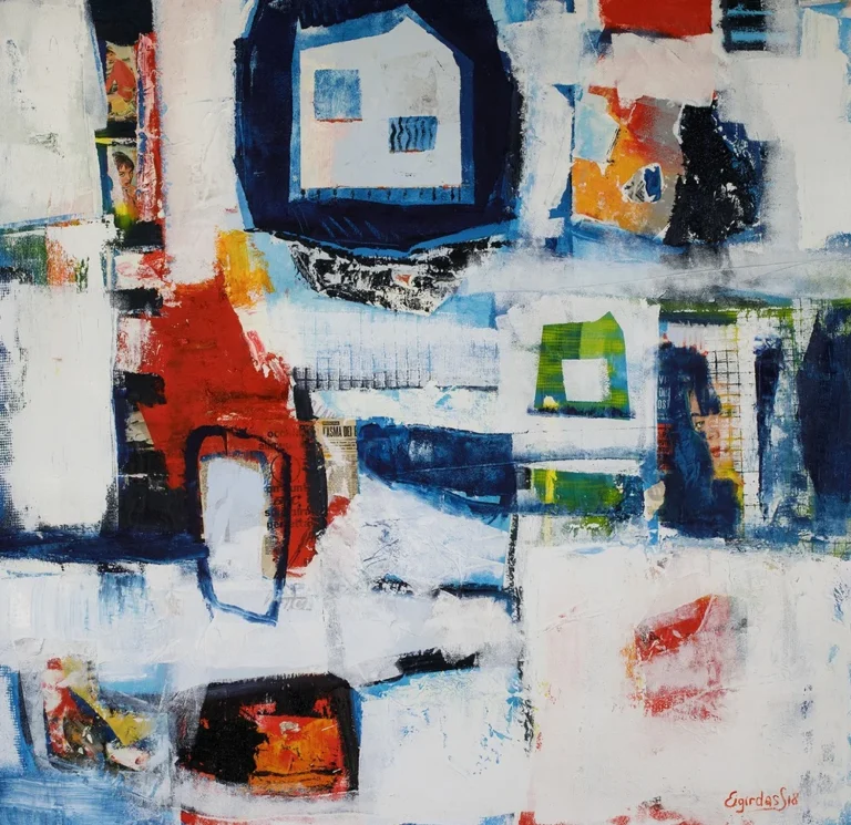 CITY OF JOY – abstraktus paveikslas, 140×147 cm, aliejus ant drobės, menininkas Eigirdas Scinskas
