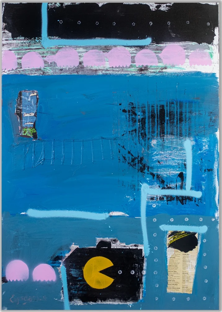CLASSIC GAME – abstraktus paveikslas, 70×100 cm, aliejus ant drobės, menininkas Eigirdas Scinskas