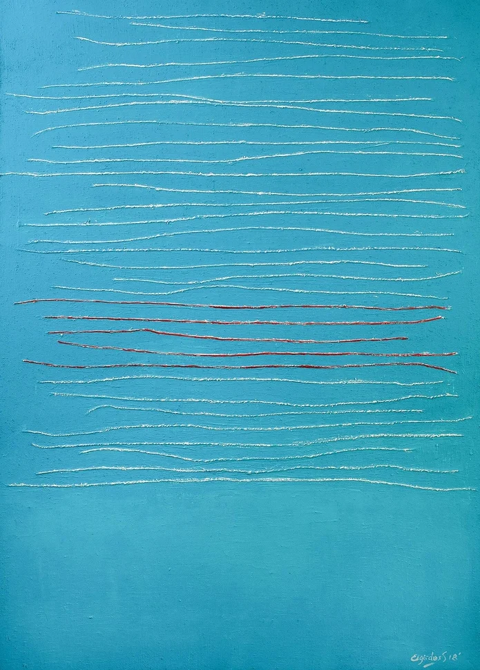 DANCING IN THE WAVES – abstraktus paveikslas, 100×140 cm, aliejus ant drobės, menininkas Eigirdas Scinskas