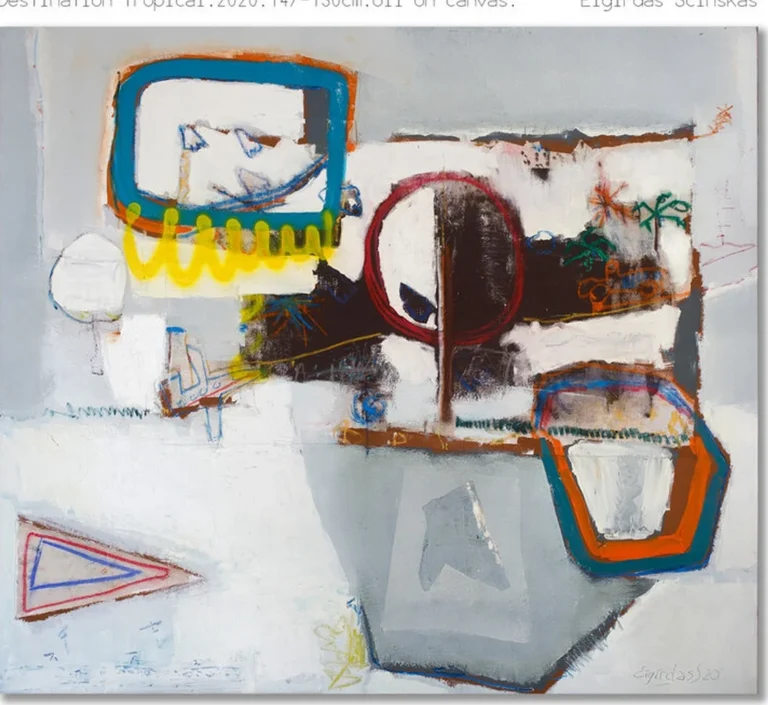 DESTINATION TROPICAL – abstraktus paveikslas, 147×130 cm, aliejus ant drobės, menininkas Eigirdas Scinskas