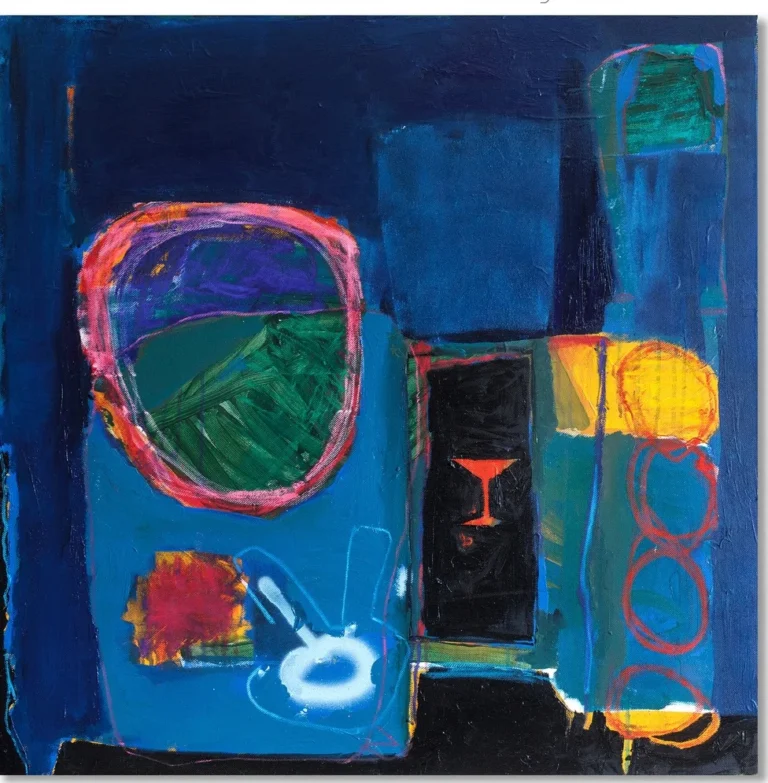 FIRST CLASS TRAVEL – abstraktus paveikslas, 100×100 cm, aliejus ant drobės, menininkas Eigirdas Scinskas