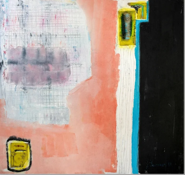 FRAGILE – abstraktus paveikslas, 140×147 cm, aliejus ant drobės, menininkas Eigirdas Scinskas