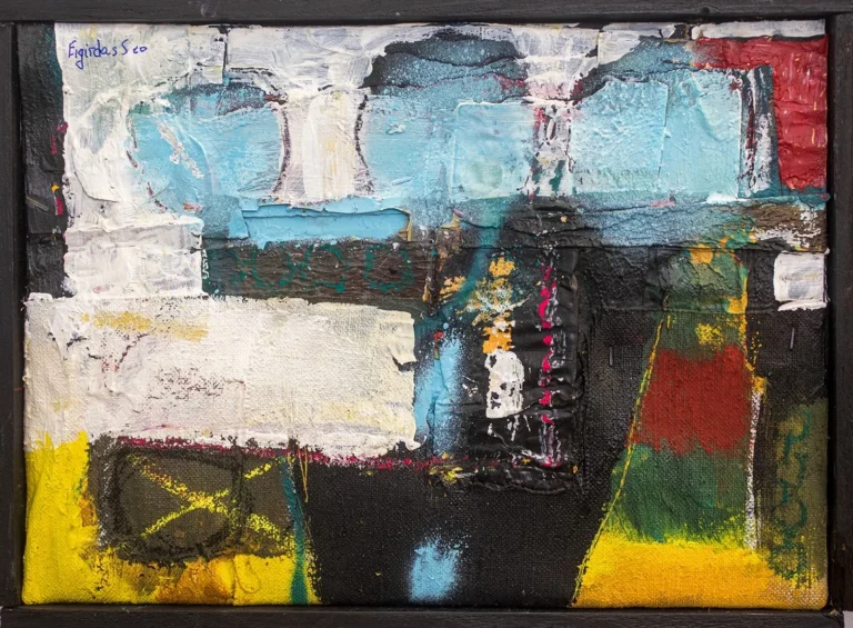 MINI 01 – abstraktus paveikslas, 38×28 cm, aliejus ant drobės, menininkas Eigirdas Scinskas