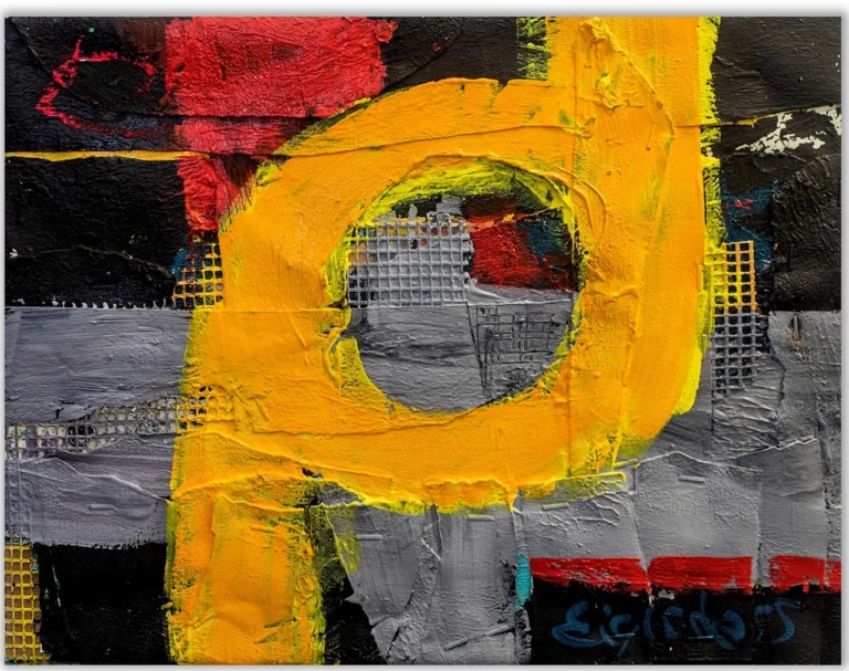MINI 02 – abstraktus paveikslas, 36×26 cm, aliejus ant drobės, menininkas Eigirdas Scinskas