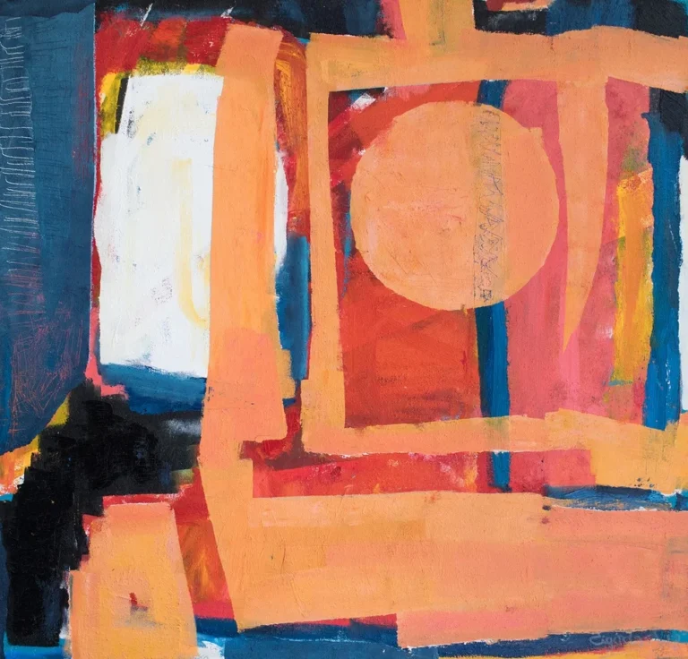 ORANGE INK – abstraktus paveikslas, 147×140 cm, aliejus ant drobės, menininkas Eigirdas Scinskas