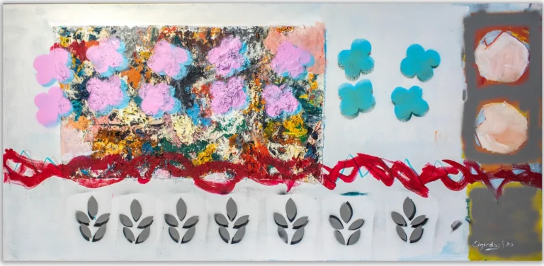 SPRING GARDEN – abstraktus paveikslas, 210×100 cm, aliejus ant drobės, menininkas Eigirdas Scinskas