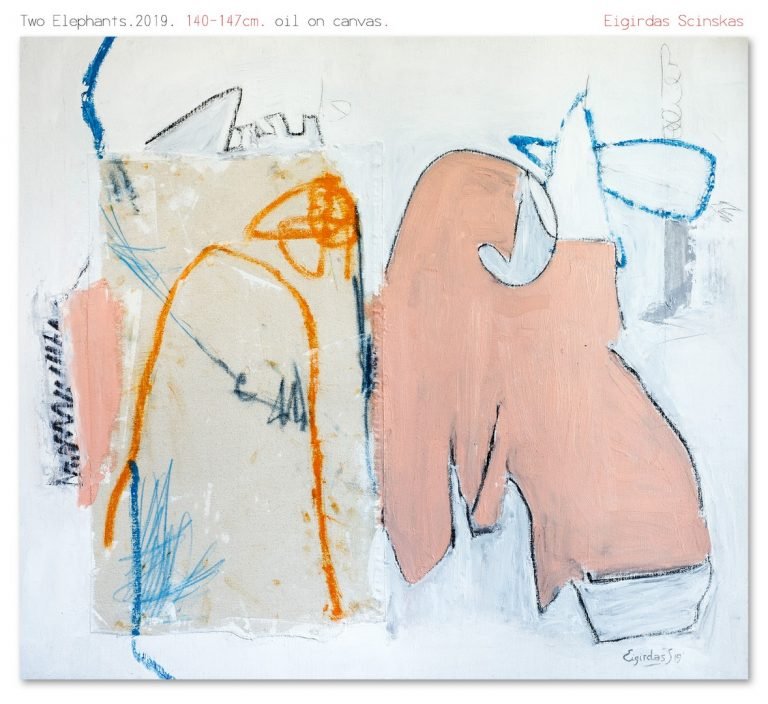 Two elephants - Abstraktūs paveikslai Eigirdas Scinskas
