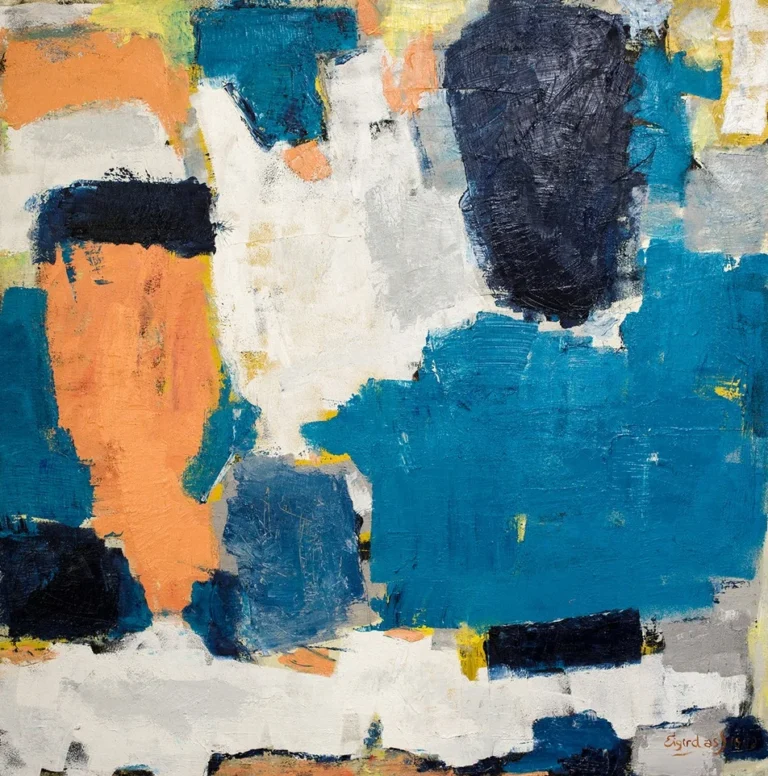 TWO FRIENDS CONVERSATIONS – abstraktus paveikslas, 140×140 cm, aliejus ant drobės, menininkas Eigirdas Scinskas