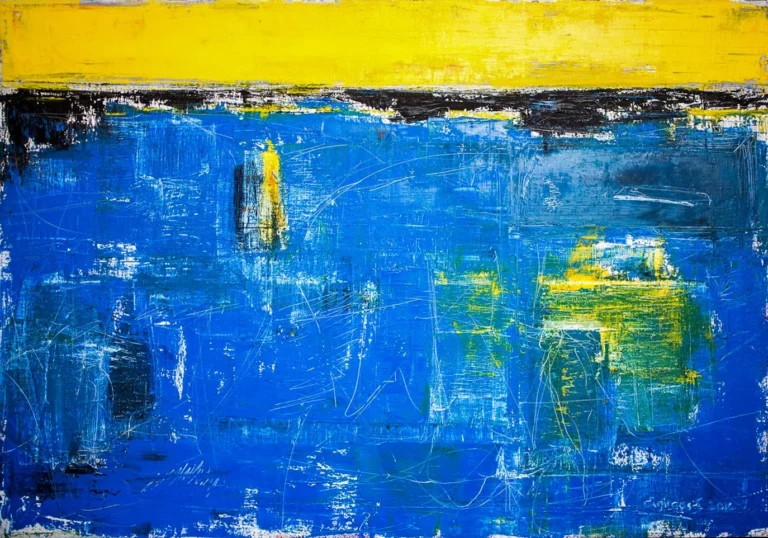 YELLOW LINE – abstraktus paveikslas, 200×140 cm, aliejus ant drobės, menininkas Eigirdas Scinskas