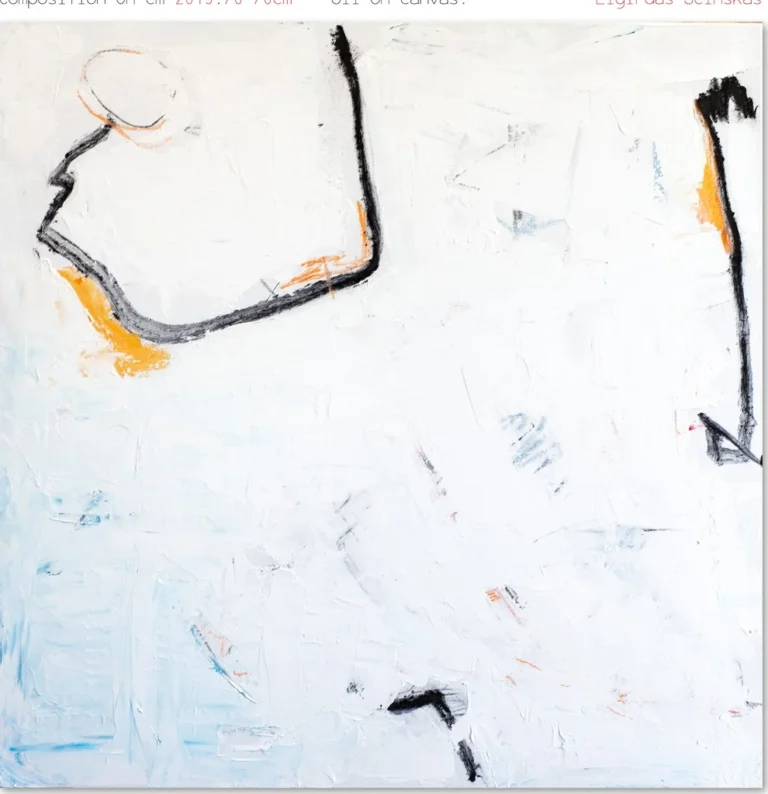 COMPOSITION OM – abstraktus paveikslas, 70×70 cm, aliejus ant drobės, menininkas Eigirdas Scinskas