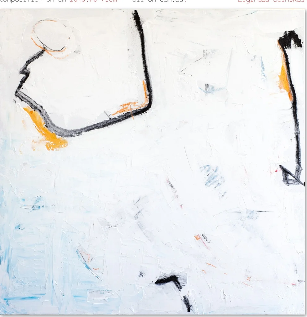COMPOSITION OM – abstraktus paveikslas, 70×70 cm, aliejus ant drobės, menininkas Eigirdas Scinskas