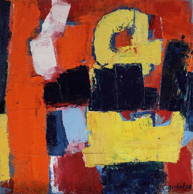 ROUND SQUARE – abstraktus paveikslas, 60×60 cm, aliejus ant drobės, menininkas Eigirdas Scinskas