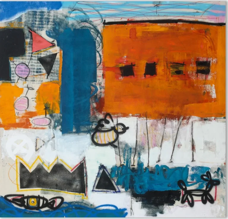 BEEHIVE – abstraktus paveikslas, 140×147 cm, aliejus ant drobės, menininkas Eigirdas Scinskas