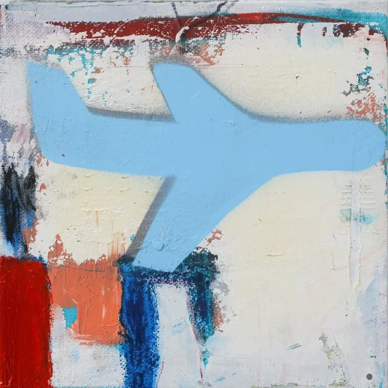 DESTINATION – abstraktus paveikslas, 25×25 cm, aliejus ant drobės, menininkas Eigirdas Scinskas