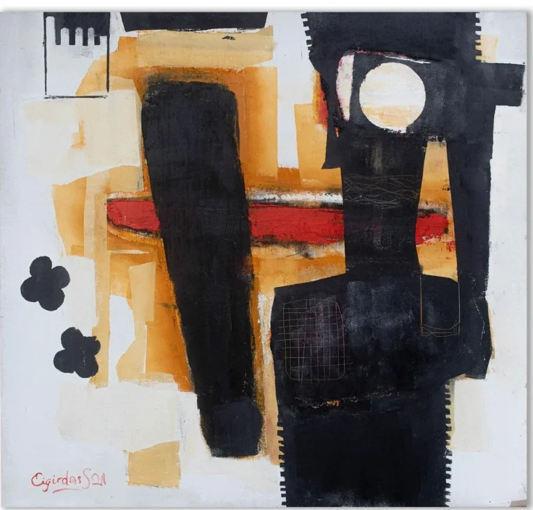 POKER FACE – abstraktus paveikslas, 147×140 cm, aliejus ant drobės, menininkas Eigirdas Scinskas