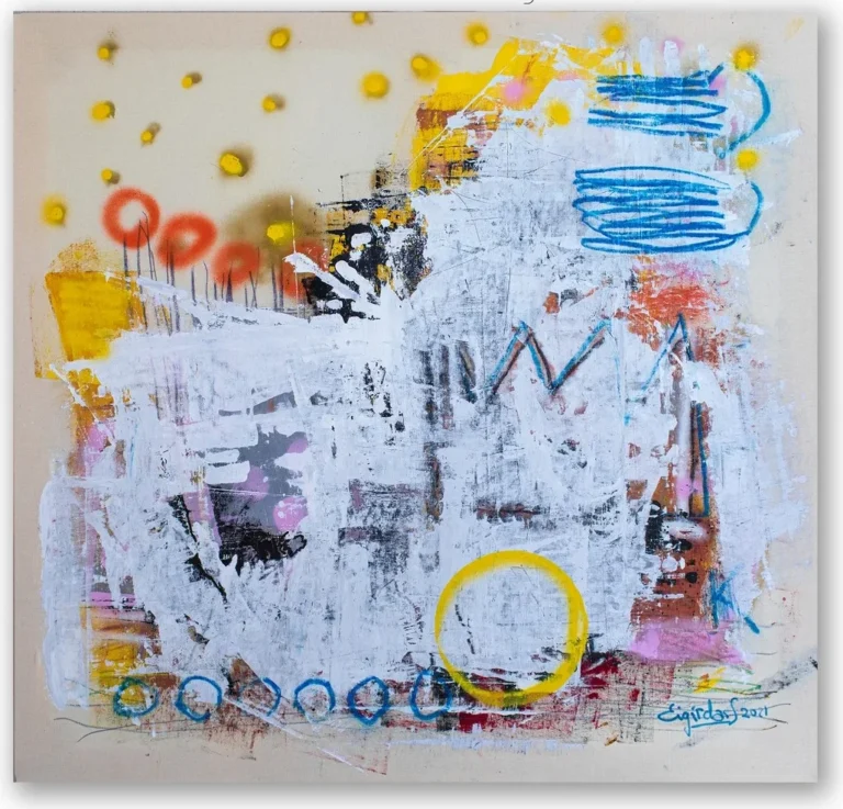 GOLD DUST – abstraktus paveikslas, 147×140 cm, aliejus ant drobės, menininkas Eigirdas Scinskas