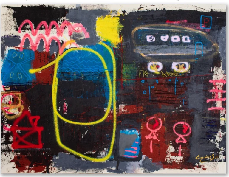 SURF CAMP – abstraktus paveikslas, 140×105 cm, aliejus ant drobės, menininkas Eigirdas Scinskas