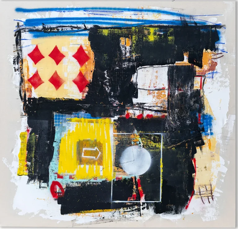 GOLD DIGGER – abstraktus paveikslas, 147×140 cm, aliejus ant drobės, menininkas Eigirdas Scinskas