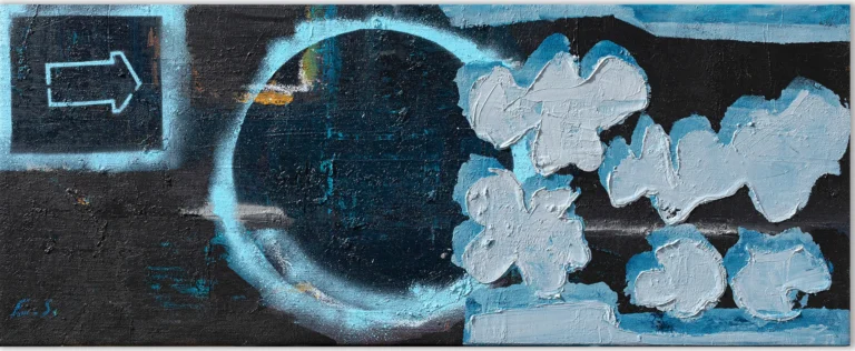 CALM NIGHT – abstraktus paveikslas, 100×40 cm, aliejus ant drobės, menininkas Eigirdas Scinskas