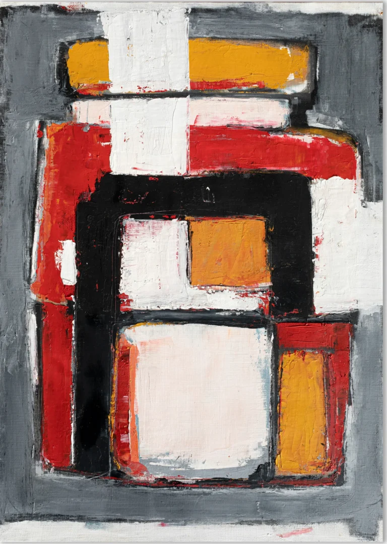 RED VS BLACK – abstraktus paveikslas, 100×130 cm, aliejus ant drobės, menininkas Eigirdas Scinskas