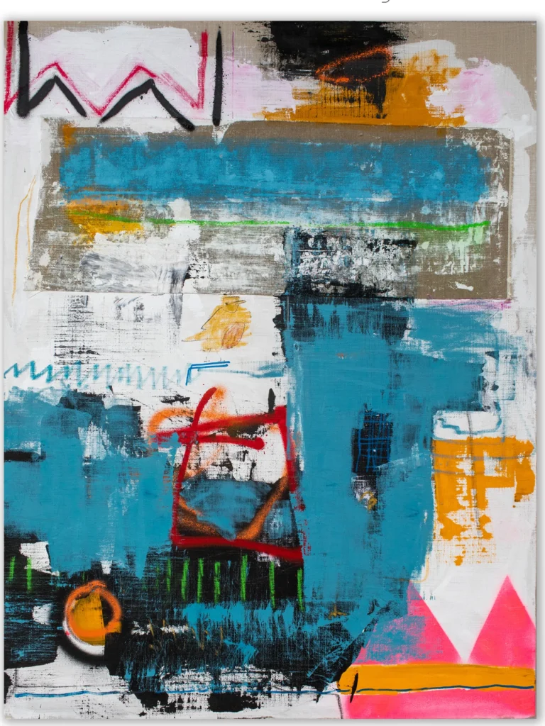 MODERN – abstraktus paveikslas, 100×130 cm, mišri technika ant drobės, menininkas Eigirdas Scinskas