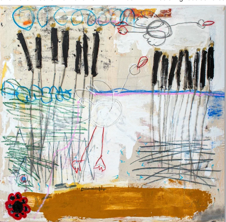 AROUND THE WORLD – abstraktus paveikslas, 147×140 cm, aliejus ant drobės, menininkas Eigirdas Scinskas