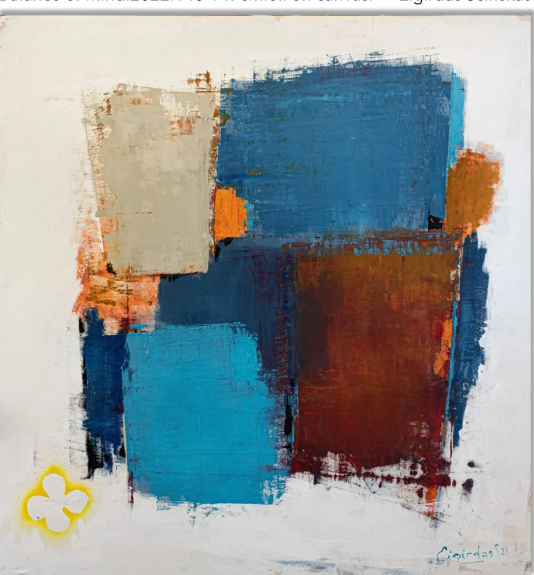 BALANCE OF MIND – abstraktus paveikslas, 140×147 cm, aliejus ant drobės, menininkas Eigirdas Scinskas