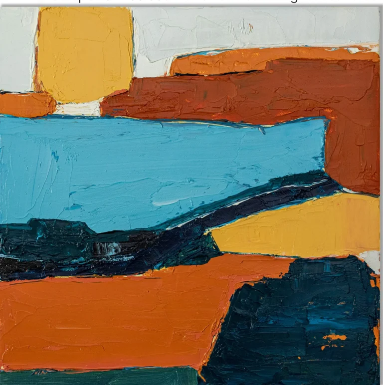 MINI LANDSCAPES – abstraktus paveikslas, 50×50 cm, aliejus ant drobės, menininkas Eigirdas Scinskas