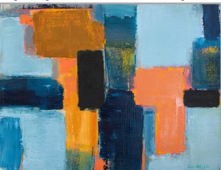 TETRIS – GAME OF IMAGINATION – abstraktus paveikslas, 140×105 cm, aliejus ant drobės, menininkas Eigirdas Scinskas