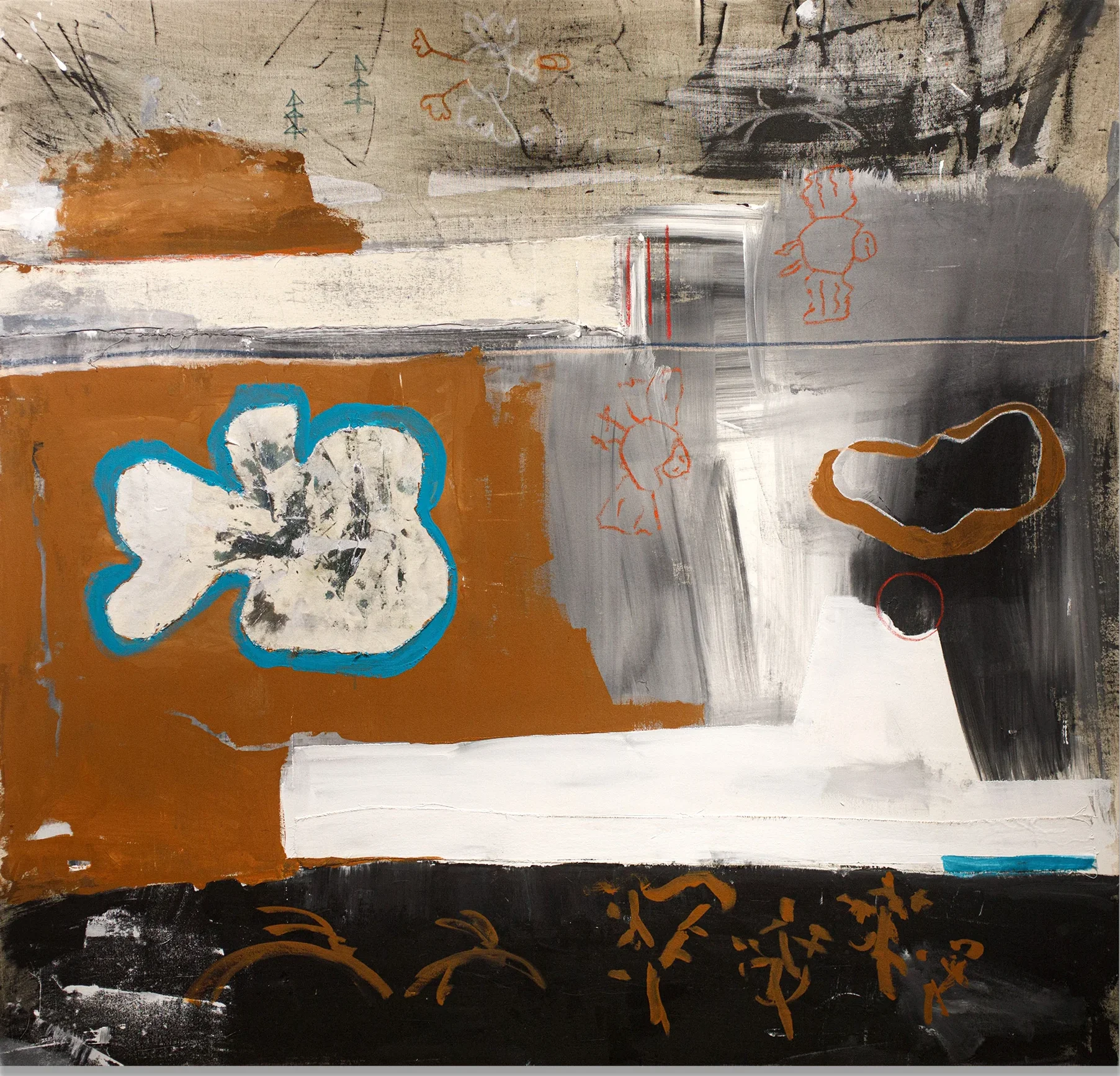 THE ART OF CAVE – abstraktus paveikslas, 147×140 cm, aliejus ant drobės, menininkas Eigirdas Scinskas