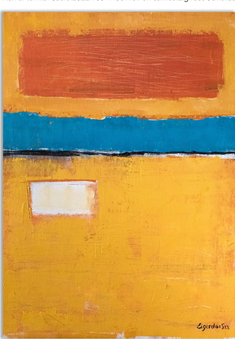 HOME IS WHERE THE SUN IS – abstraktus paveikslas, 100×140 cm, aliejus ant drobės, menininkas Eigirdas Scinskas