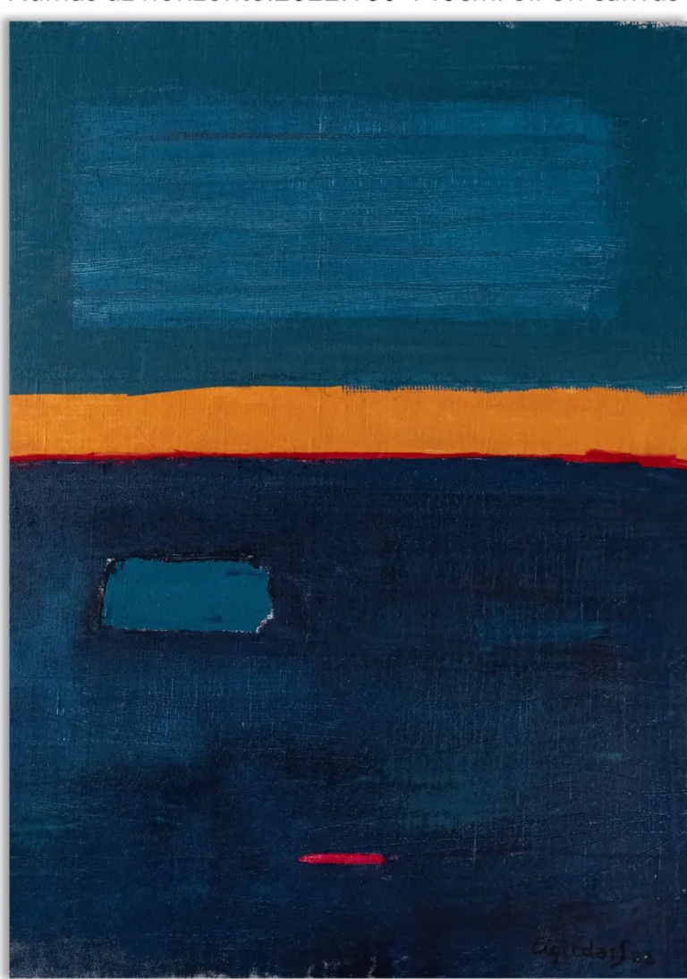 HOUSE BEYOND THE HORIZON – abstraktus paveikslas, 100×140 cm, aliejus ant drobės, menininkas Eigirdas Scinskas