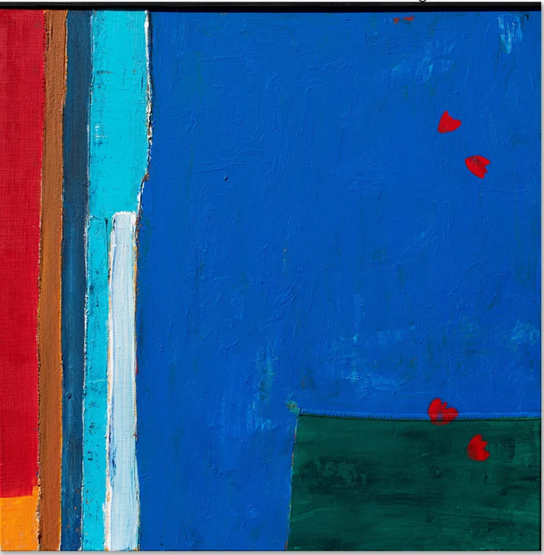 COASTLINE – abstraktus paveikslas, 100×100 cm, mišri technika ant drobės, menininkas Eigirdas Scinskas
