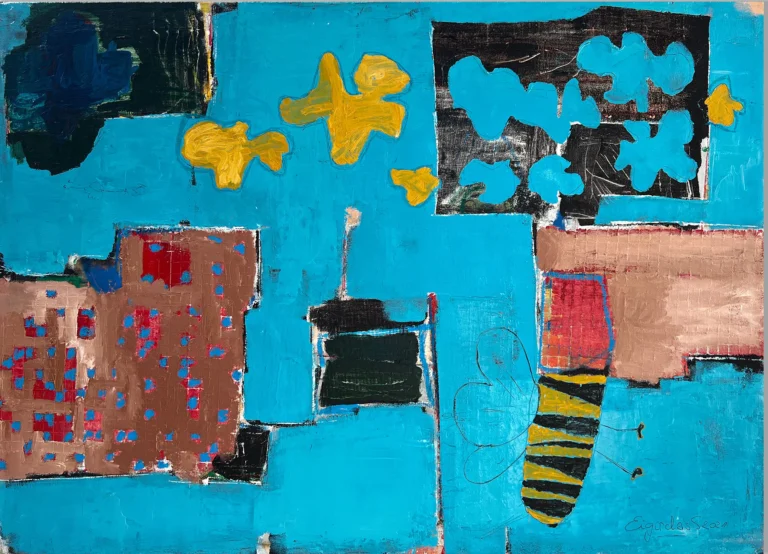 BEE IN THE CITY – abstraktus paveikslas, 140×100 cm, aliejus ant drobės, menininkas Eigirdas Scinskas