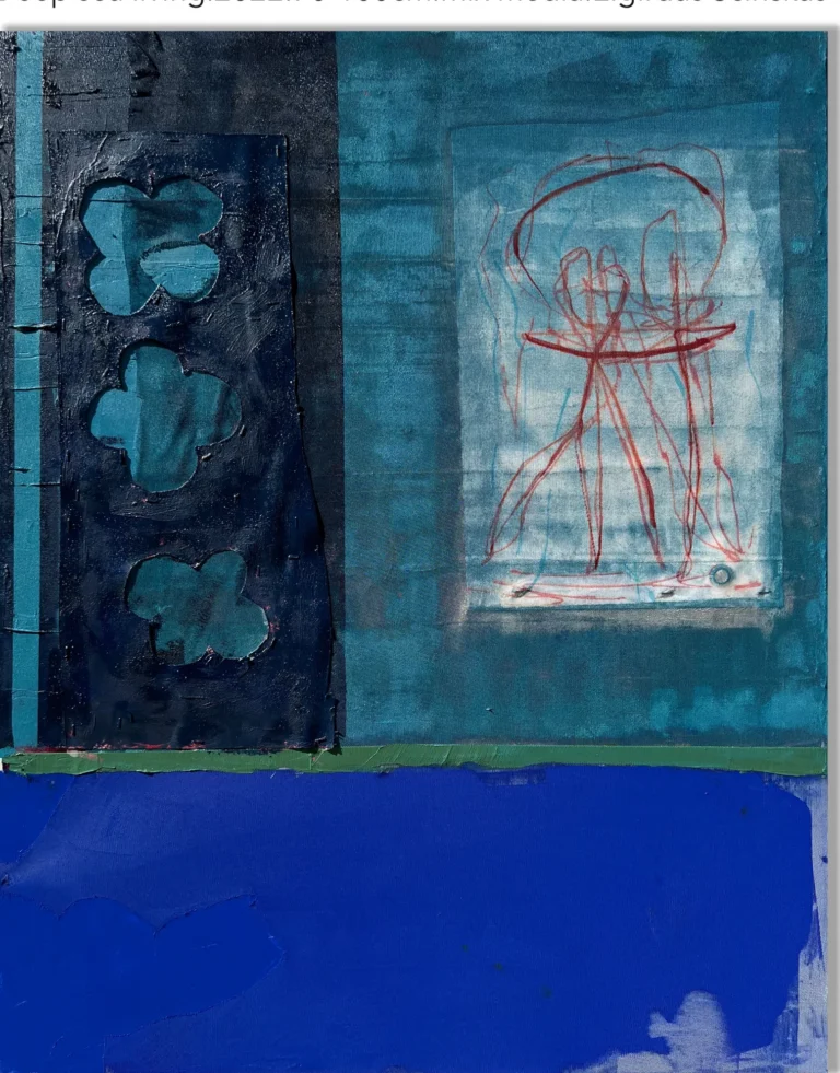 DEEP SEA LIVING – abstraktus paveikslas, 70×90 cm, mišri technika ant drobės, menininkas Eigirdas Scinskas