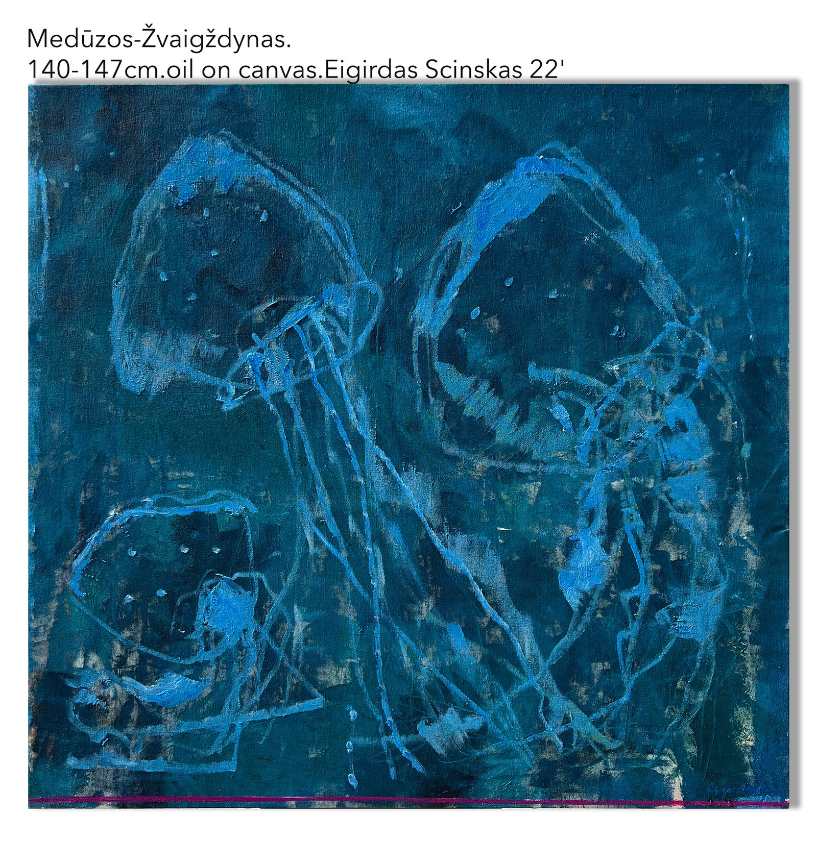 Medūzos – Žvaigždynas – abstraktus paveikslas, 140×147 cm, aliejus ant drobės, menininkas Eigirdas Scinskas