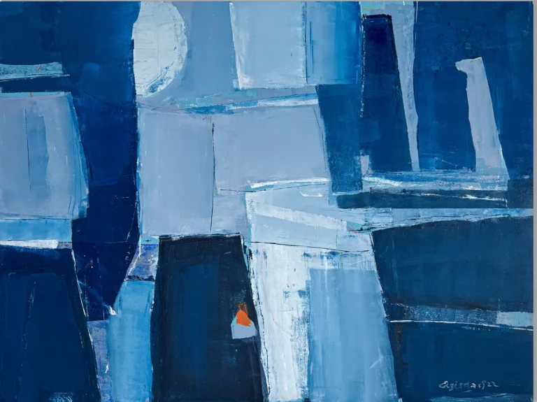 MOON LIGHT SHADOW – ORANGE – abstraktus paveikslas, 160×120 cm, mišri technika ant drobės, menininkas Eigirdas Scinskas