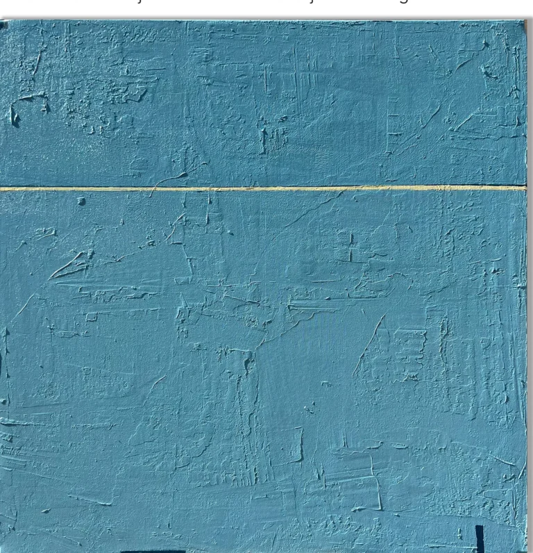 THIN HORIZON LINE – abstraktus paveikslas, 100×100 cm, mišri technika ant drobės, menininkas Eigirdas Scinskas