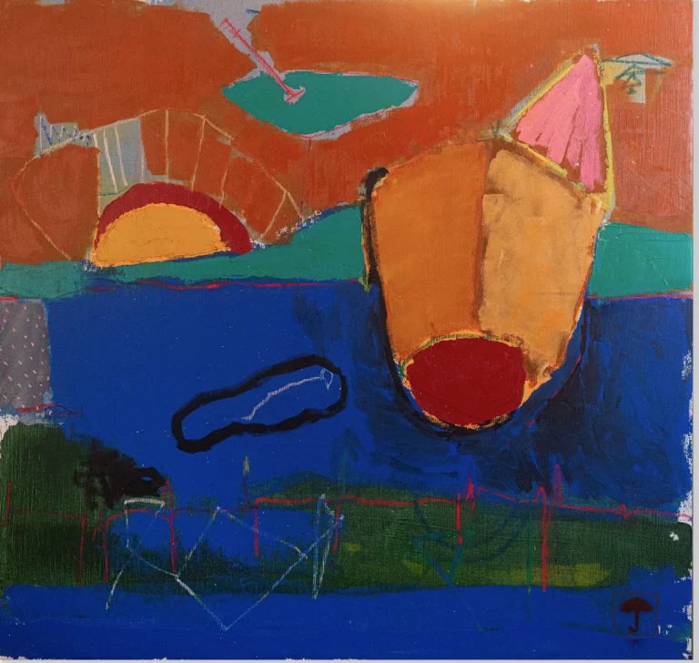 THE BEACH – abstraktus paveikslas, 147×140 cm, aliejus ant drobės, menininkas Eigirdas Scinskas