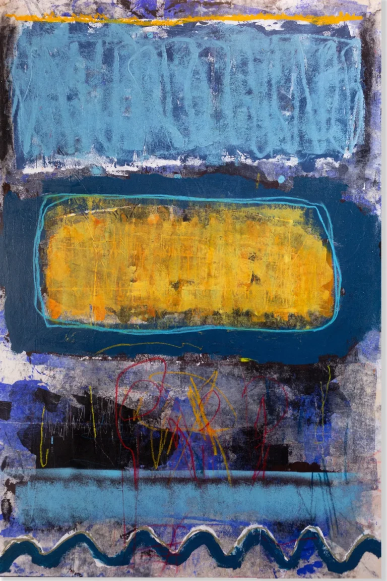 THE PULSE OF THE SUN – abstraktus paveikslas, 100×150 cm, mišri technika ant drobės, menininkas Eigirdas Scinskas