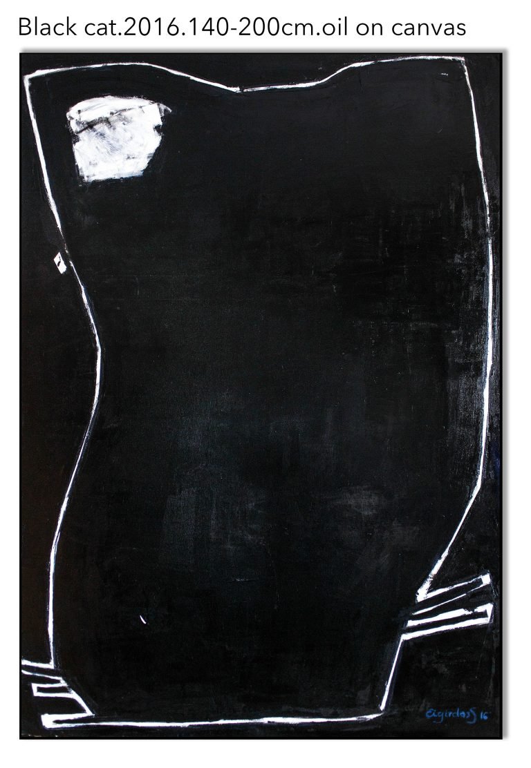 Black-cat.2016.140-200cm.oil-on-canvas.Eiigirdas S