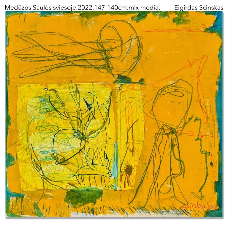 Medūzos-Saulės-šviesoje.2022.147-140cm.mix-media