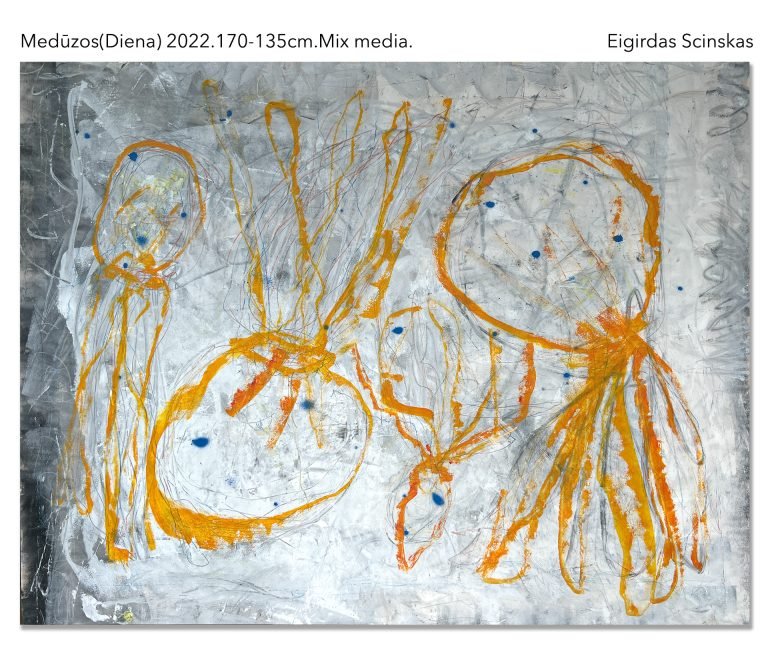Medūzos(Diena)-2022.170-135cm.Mix-media