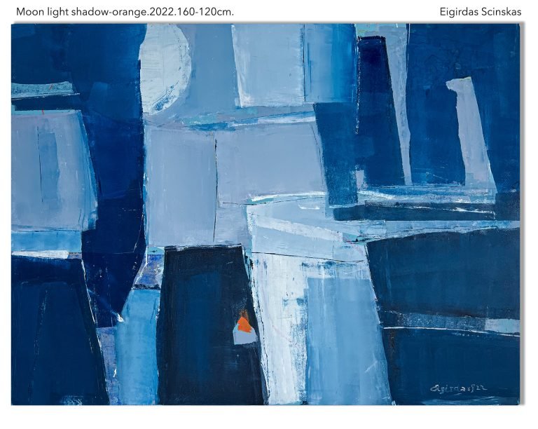 Moon light shadow-orange.2022.160-120cm. Eigirdas Scinskas..