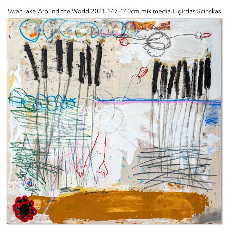 Swan-lake-Around-the-World.2021.147-140cm.mix-media