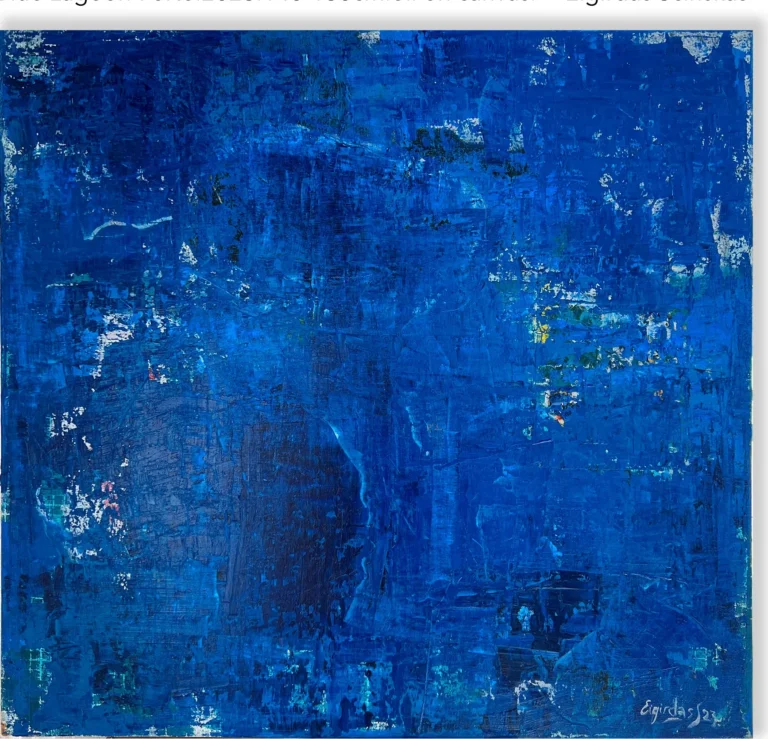 BLUE LAGOON – PORTO – abstraktus paveikslas, 140×130 cm, aliejus ant drobės, menininkas Eigirdas Scinskas