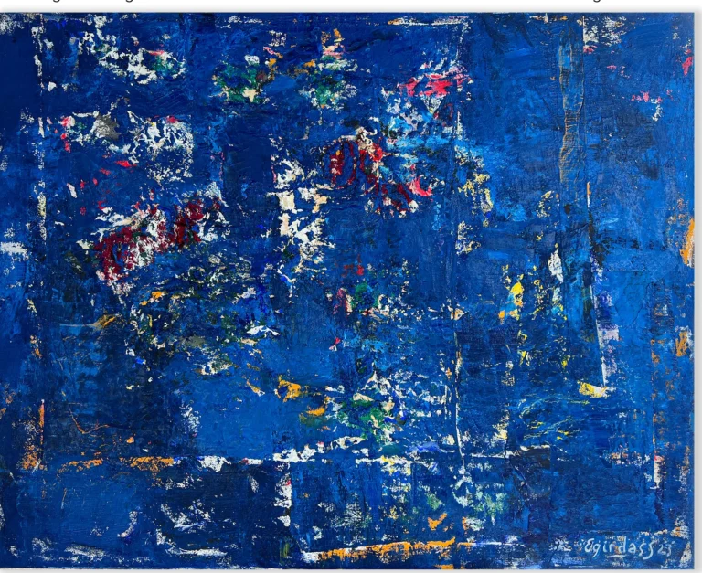 BLUE LAGOON – SUNLIGHT – abstraktus paveikslas, 170×140 cm, aliejus ant drobės, menininkas Eigirdas Scinskas